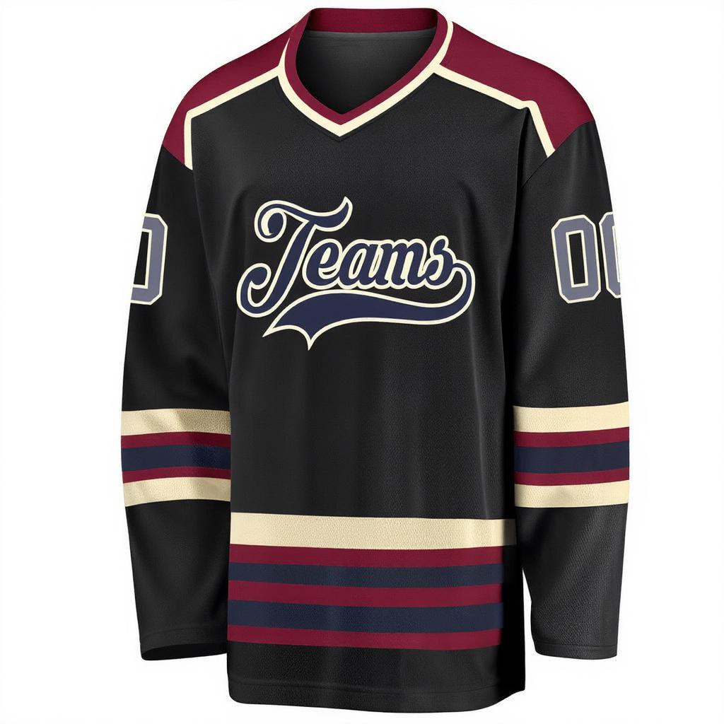 Custom Black & Royal/White Hockey Jersey