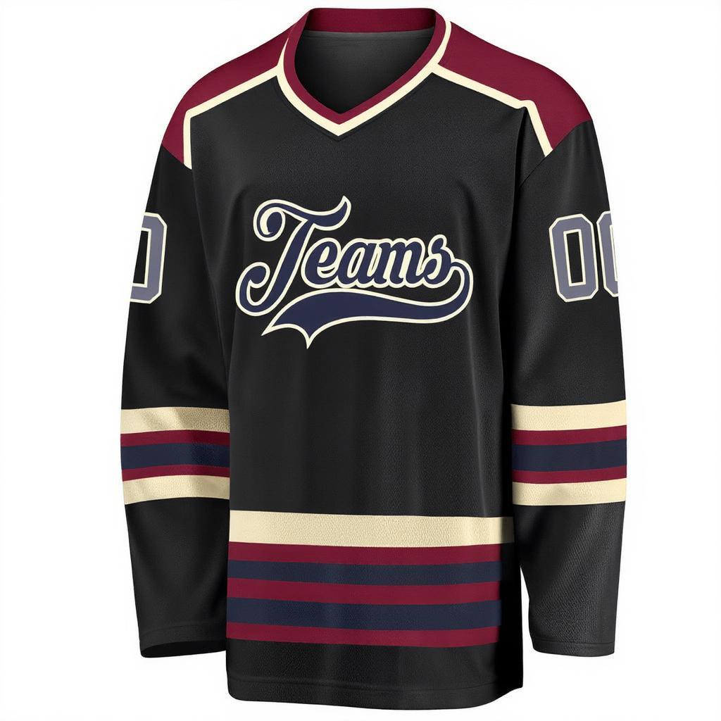 Custom Black & Royal/White Hockey Jersey