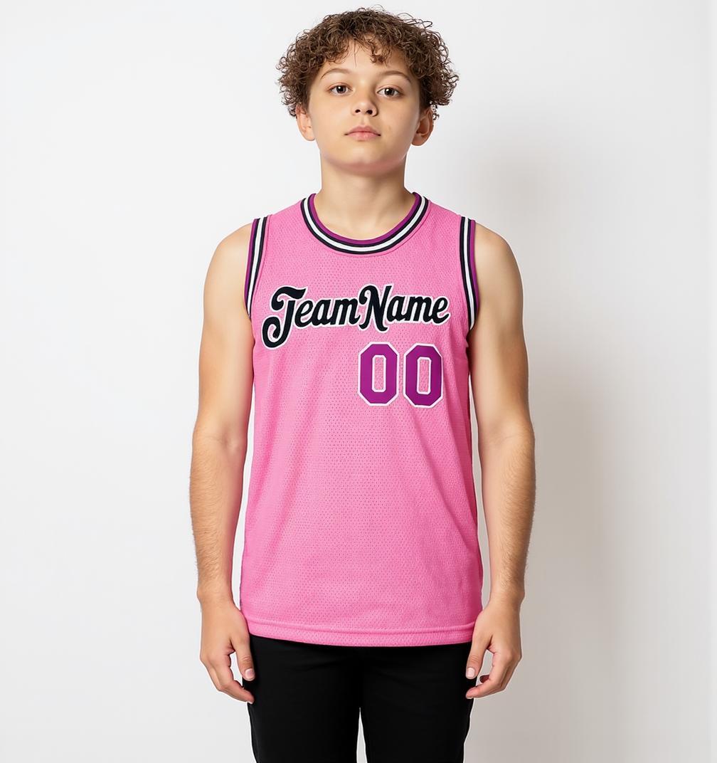 Custom Pink & Black/White Basketball City Edition Jersey