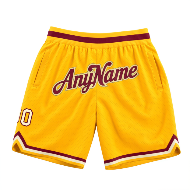 Custom Yellow & Brown/White Throwback Shorts