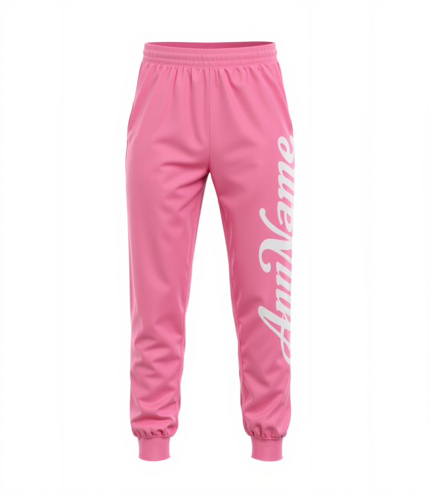 Custom Pink & White Fleece Jogger Sweatpants