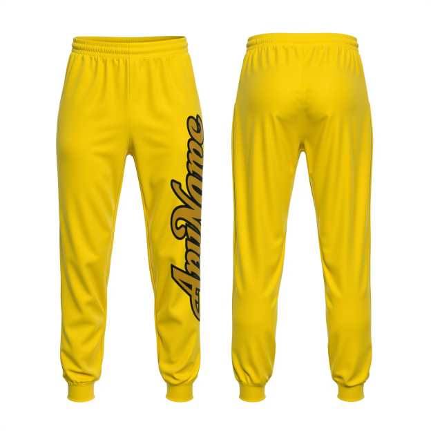 Custom Yellow & Gold/Black Fleece Jogger Sweatpants