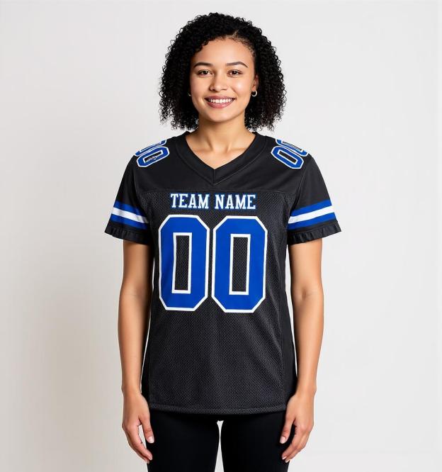 Custom Black & Royal/White Throwback Football Jersey
