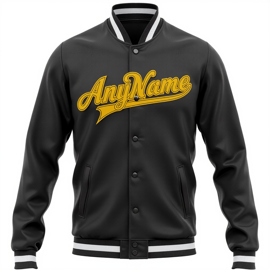 Custom Black & White/Yellow Full-Snap Fleece Jacket