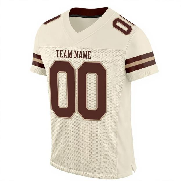 Custom Cream & Burgundy Football Jersey