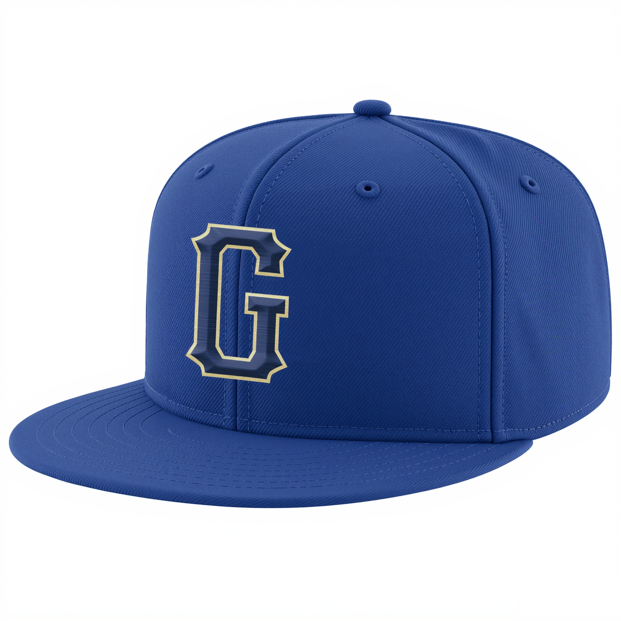 Custom Royal Blue & Gold Stitched Adjustable Snapback Hat