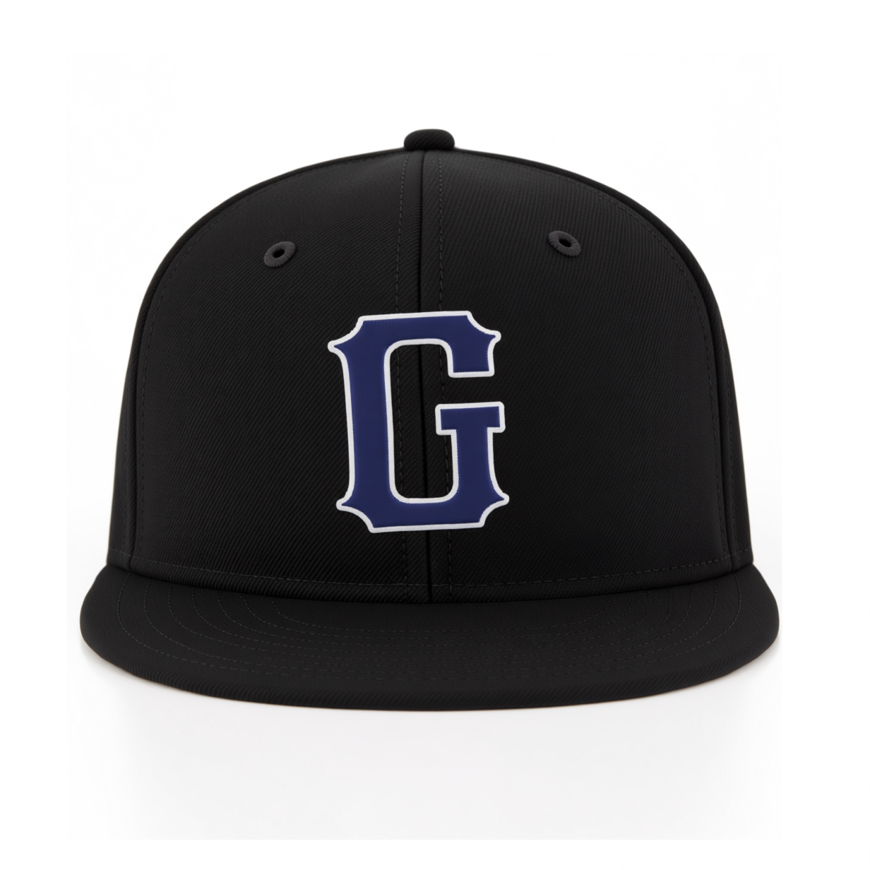 Custom Black & Royal Blue/White Stitched Adjustable Snapback Hat
