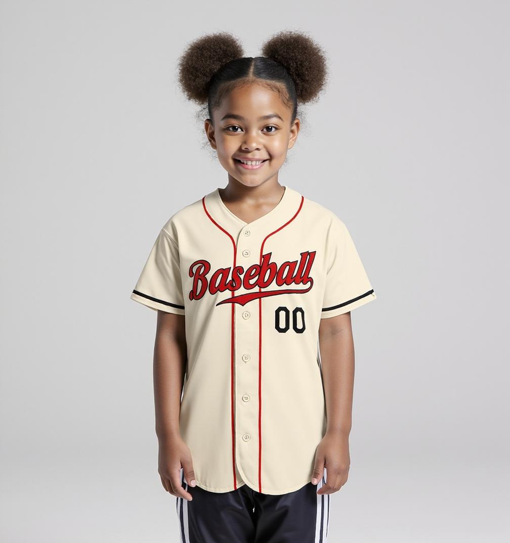 Custom Cream & Red/Black Baseball Jersey