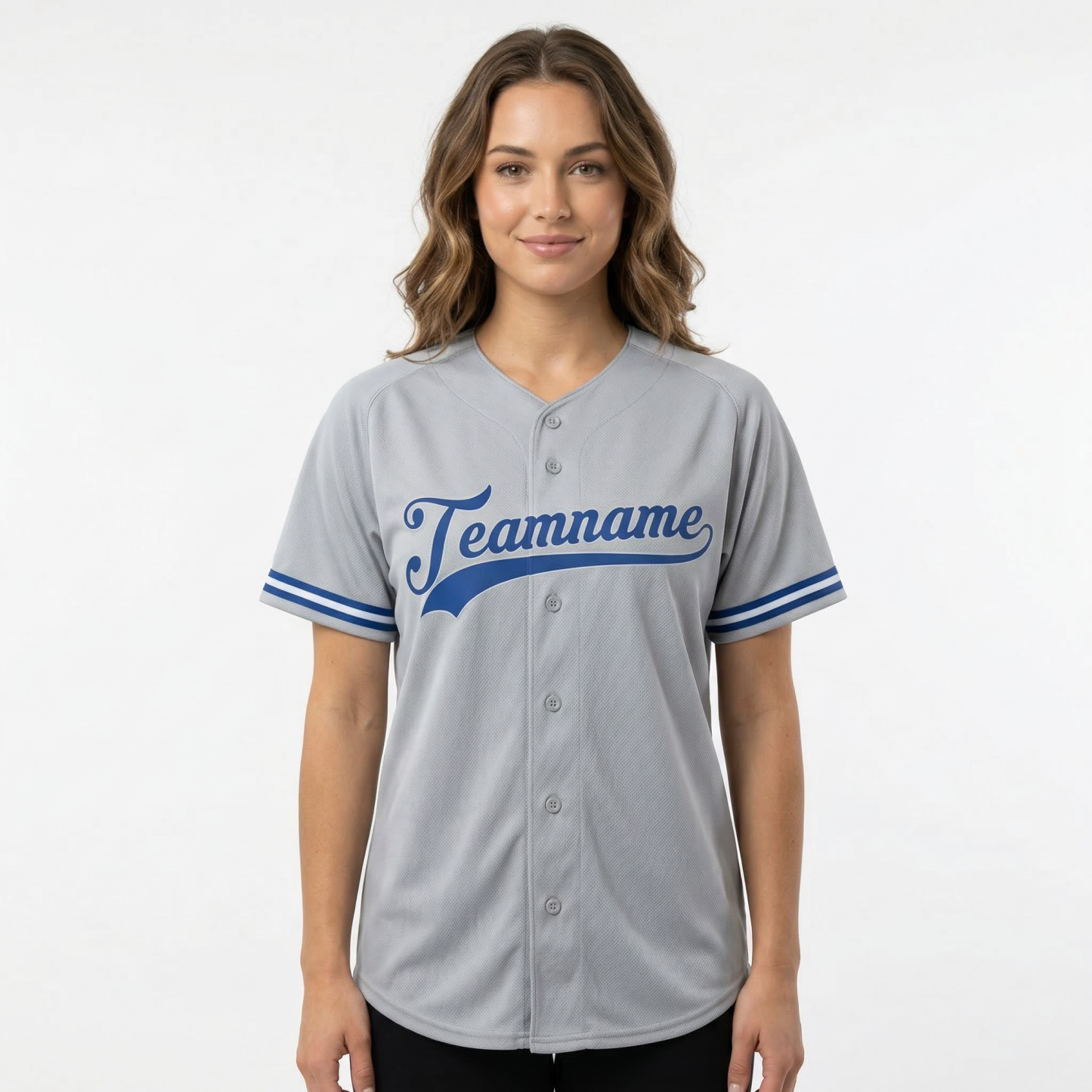 Custom Grey & Royal Blue Classic Fashion Baseball Jersey