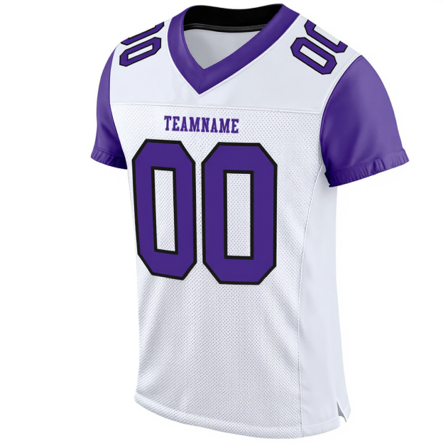Custom White & Purple/Black Raglan Sleeves Football Jersey