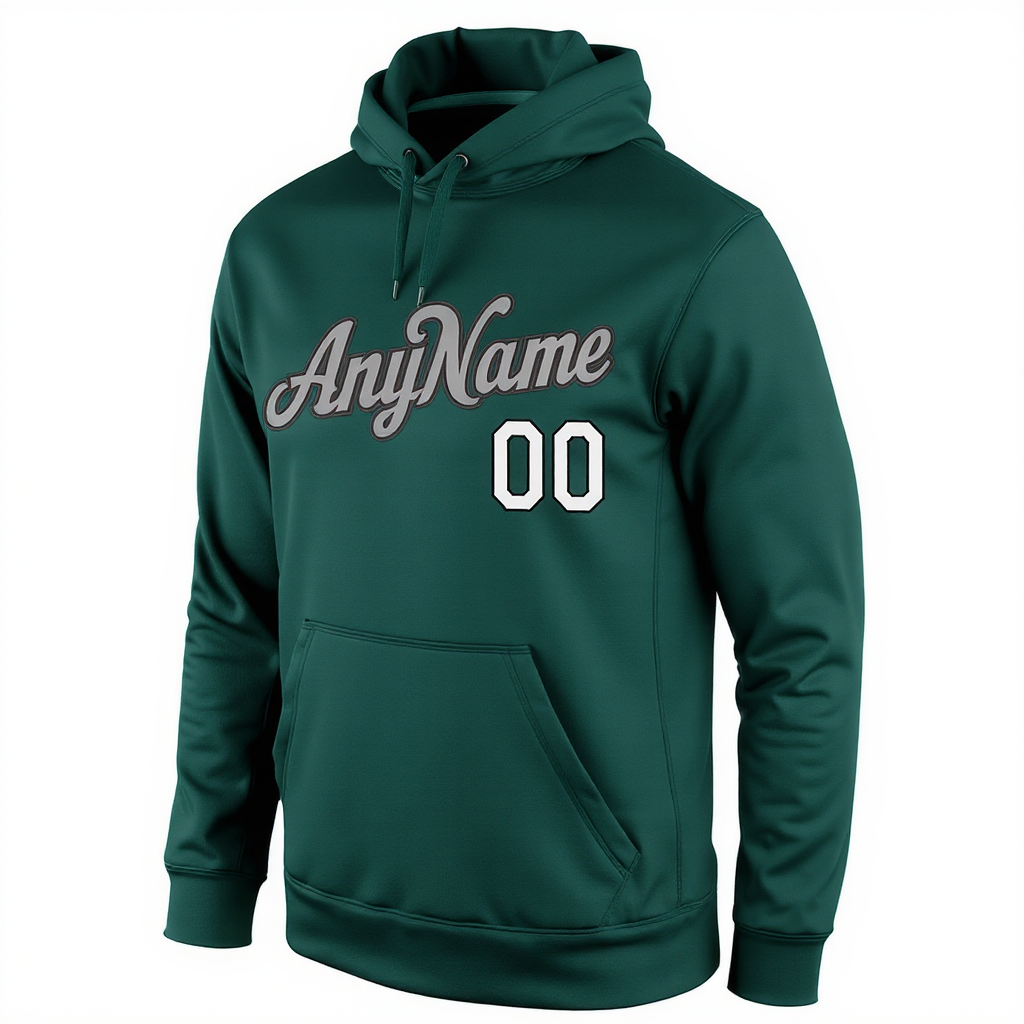 Custom Midnight Green & Grey/Black Pullover Sports Sweatshirt Hoodie