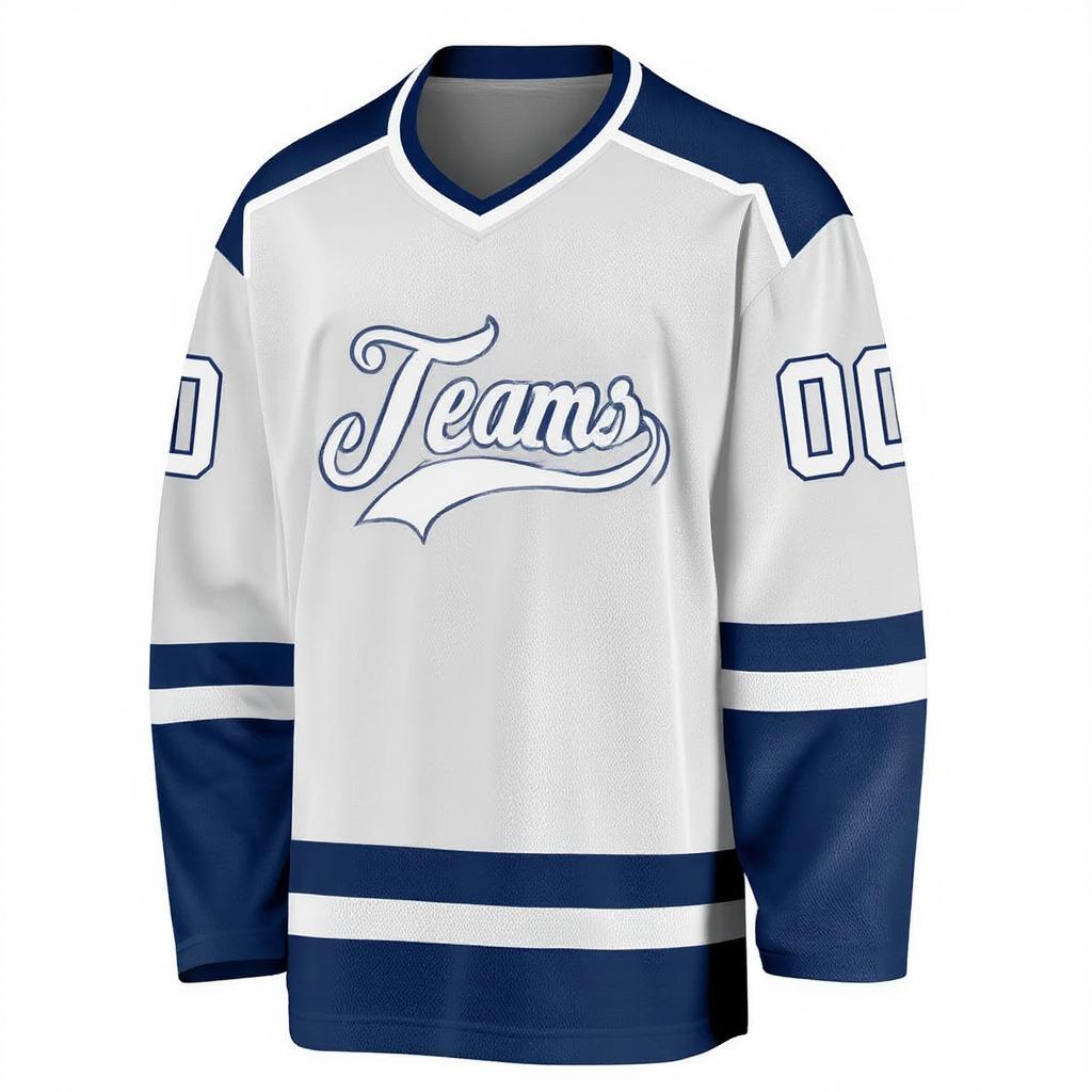 Custom White & Navy Hockey Jersey