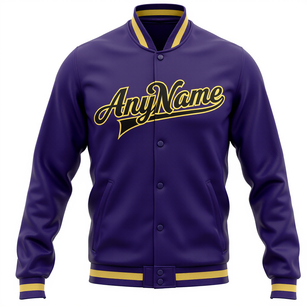 Custom Purple & Black/Gold Full-Snap Fleece Jacket