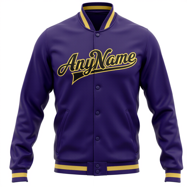 Custom Purple & Black/Gold Full-Snap Fleece Jacket