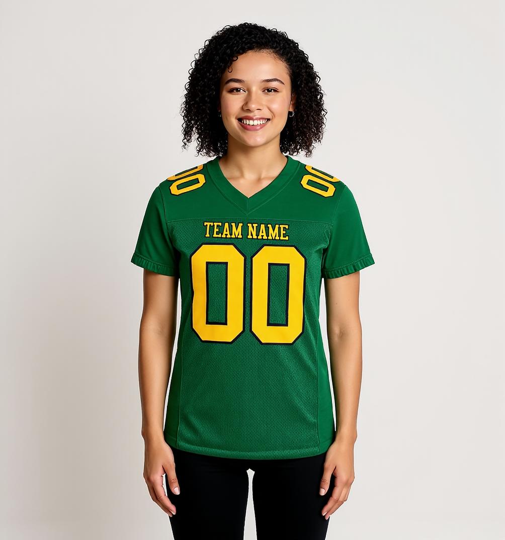 Custom Kelly Green & Yellow/Black Football Jersey