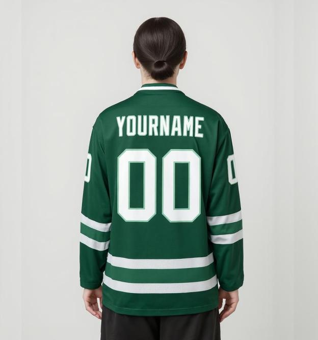 Custom Midnight Green & White Hockey Jersey