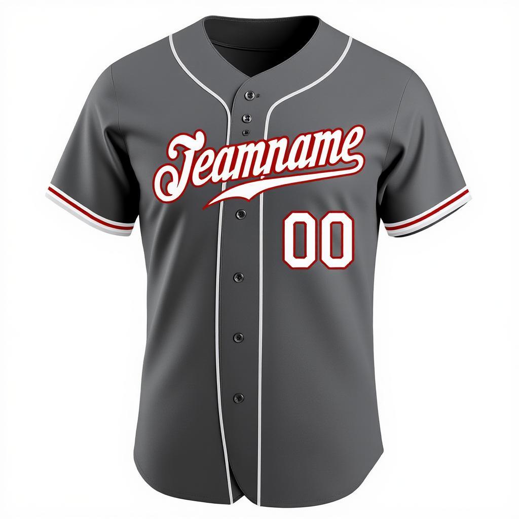Custom Grey & White/Red Baseball Jersey