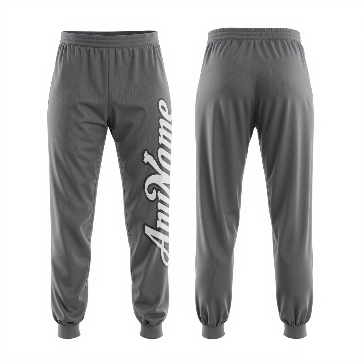 Custom Grey & White/Black Fleece Jogger Sweatpants