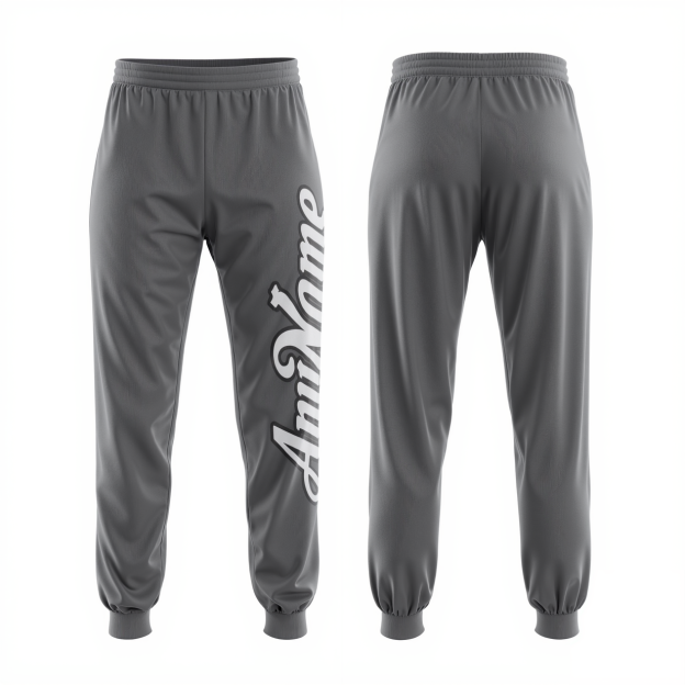 Custom Grey & White/Black Fleece Jogger Sweatpants
