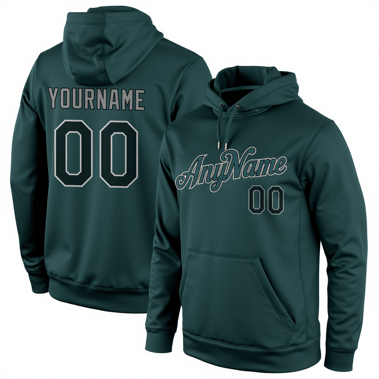 Custom Midnight Green & Black/Grey Pullover Sports Sweatshirt Hoodie