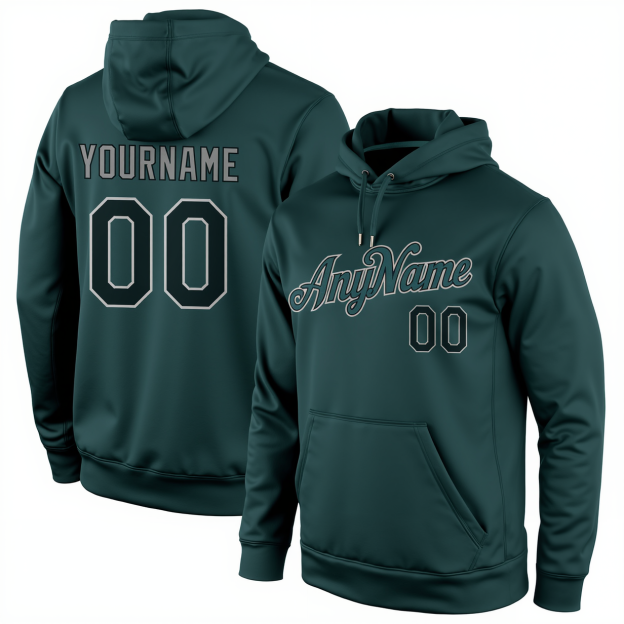 Custom Midnight Green & Black/Grey Pullover Sports Sweatshirt Hoodie