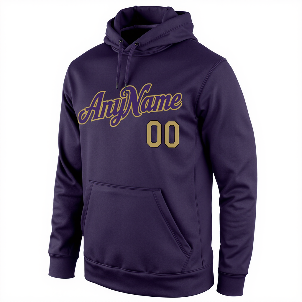 Custom Purple & Gold/Black Pullover Sports Sweatshirt Hoodie