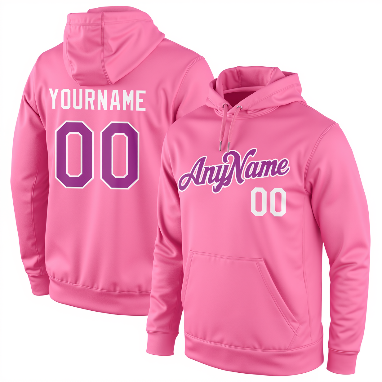Custom Pink & Purple/White Pullover Sports Sweatshirt Hoodie