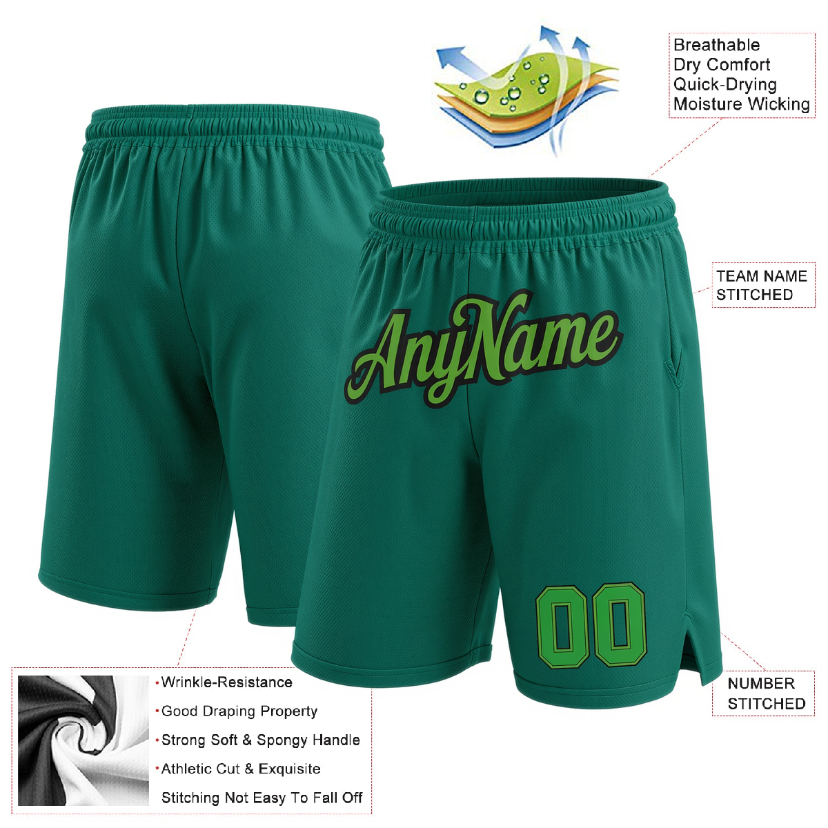 Custom Midnight Green & Green/Black Shorts