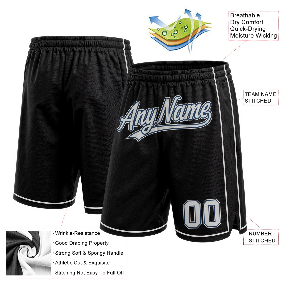 Custom Black & White/Teal Shorts