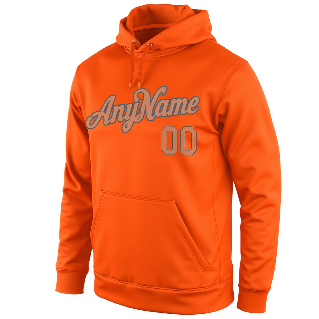 Custom Orange & Pink/Grey Pullover Sports Sweatshirt Hoodie