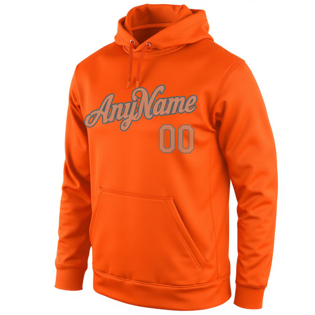 Custom Orange & Pink/Grey Pullover Sports Sweatshirt Hoodie