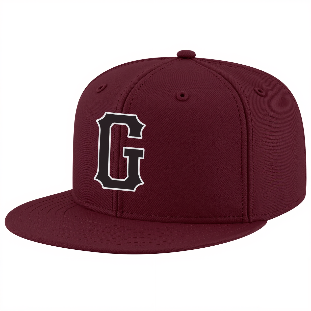 Custom Burgundy & Black/White Stitched Adjustable Snapback Hat