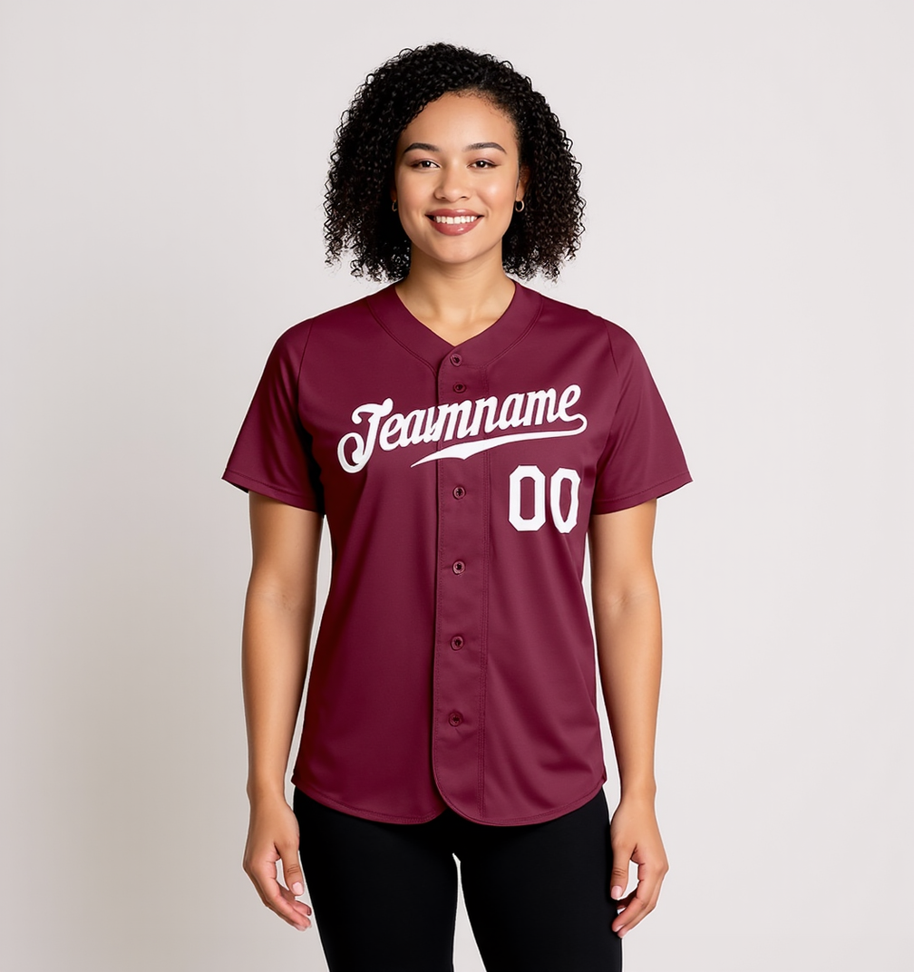Custom Burgundy & White Baseball Jersey