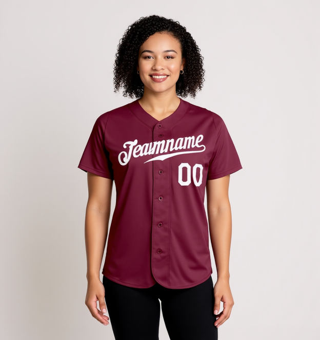 Custom Burgundy & White Baseball Jersey