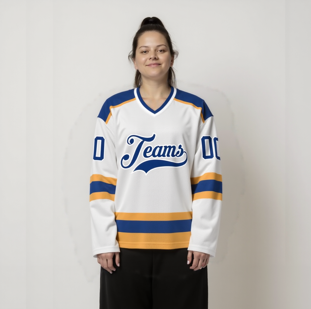 Custom White & Royal Hockey Jersey