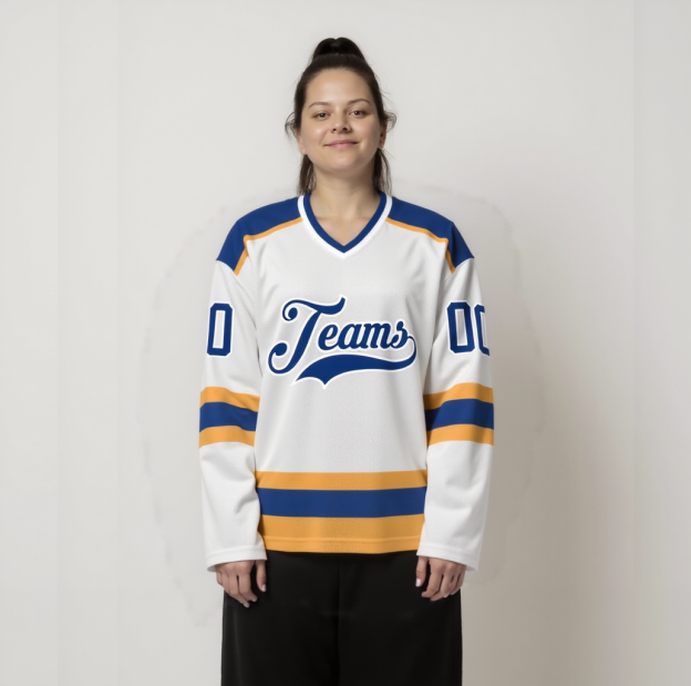 Custom White & Royal Hockey Jersey
