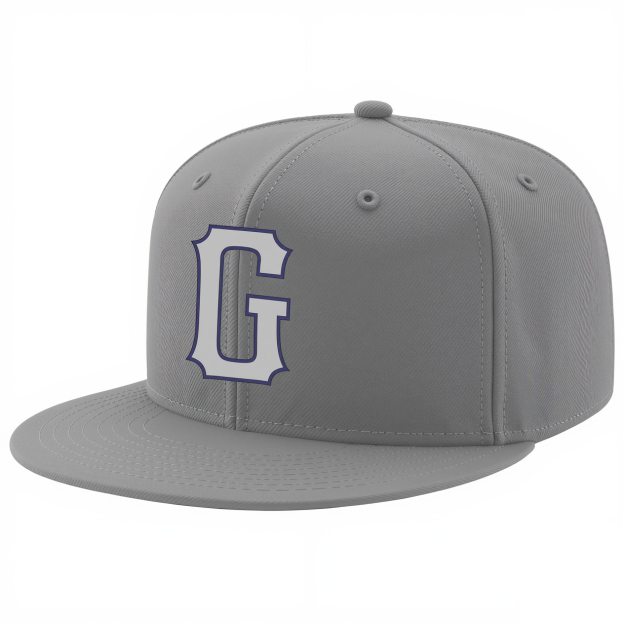 Custom Grey & White/Royal Stitched Adjustable Snapback Hat