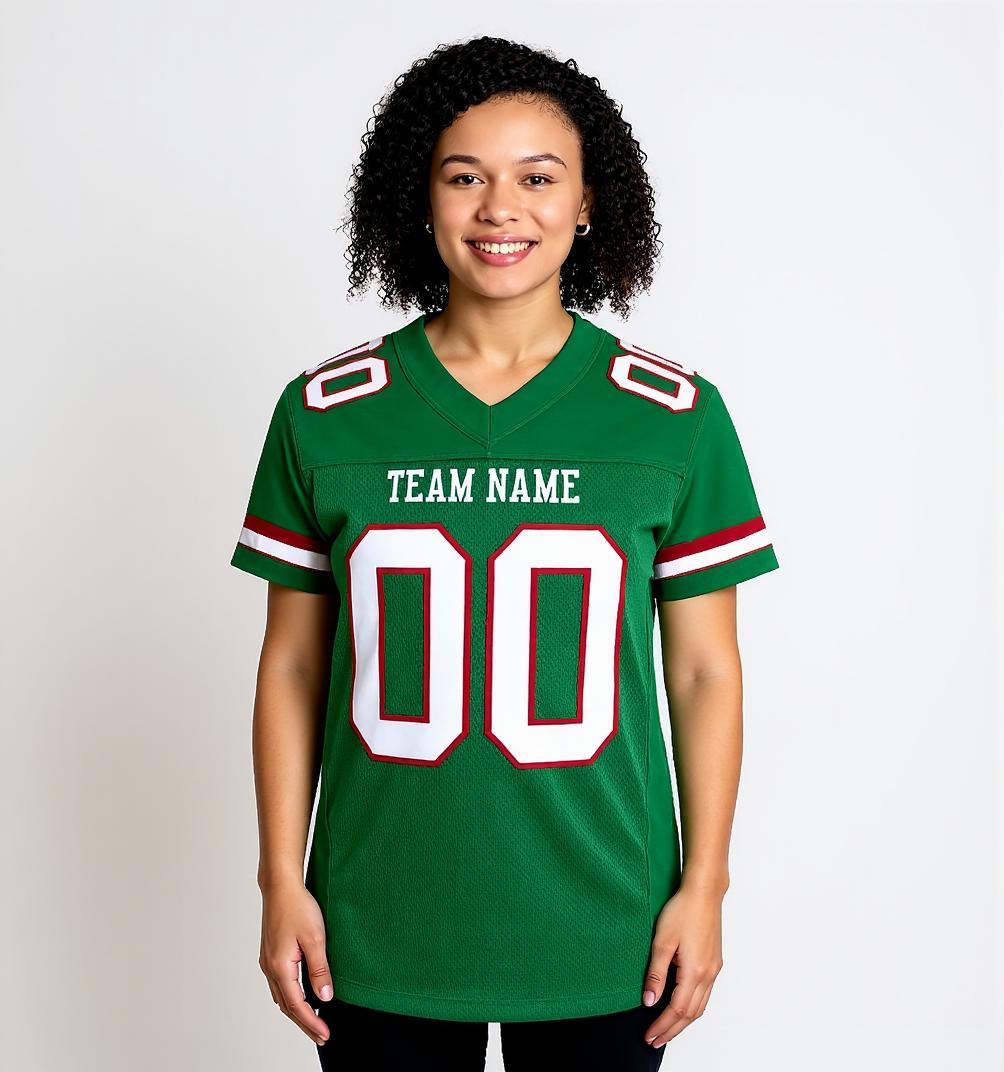 Custom Kelly Green & White/Burgundy Football Jersey