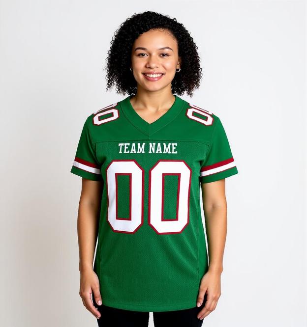 Custom Kelly Green & White/Burgundy Football Jersey