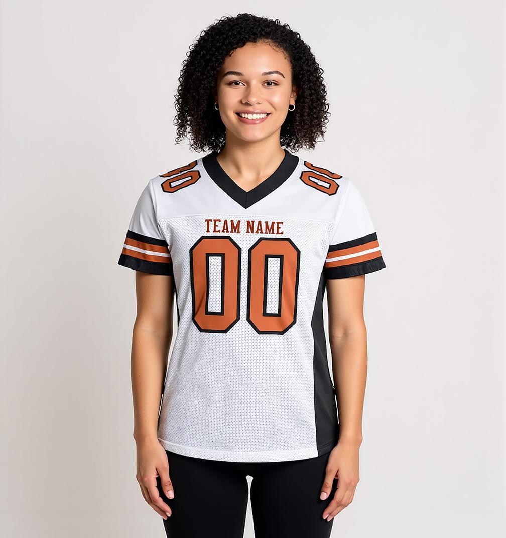Custom White & Brown/Black Throwback Football Jersey
