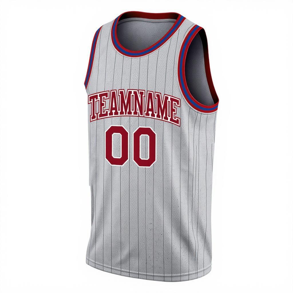 Custom Grey & Royal/White Black Pinstripes Basketball City Edition Jersey