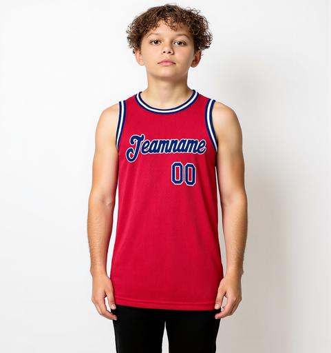 Custom Red & Navy/White Basketball City Edition Jersey