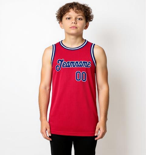 Custom Red & Navy/White Basketball City Edition Jersey