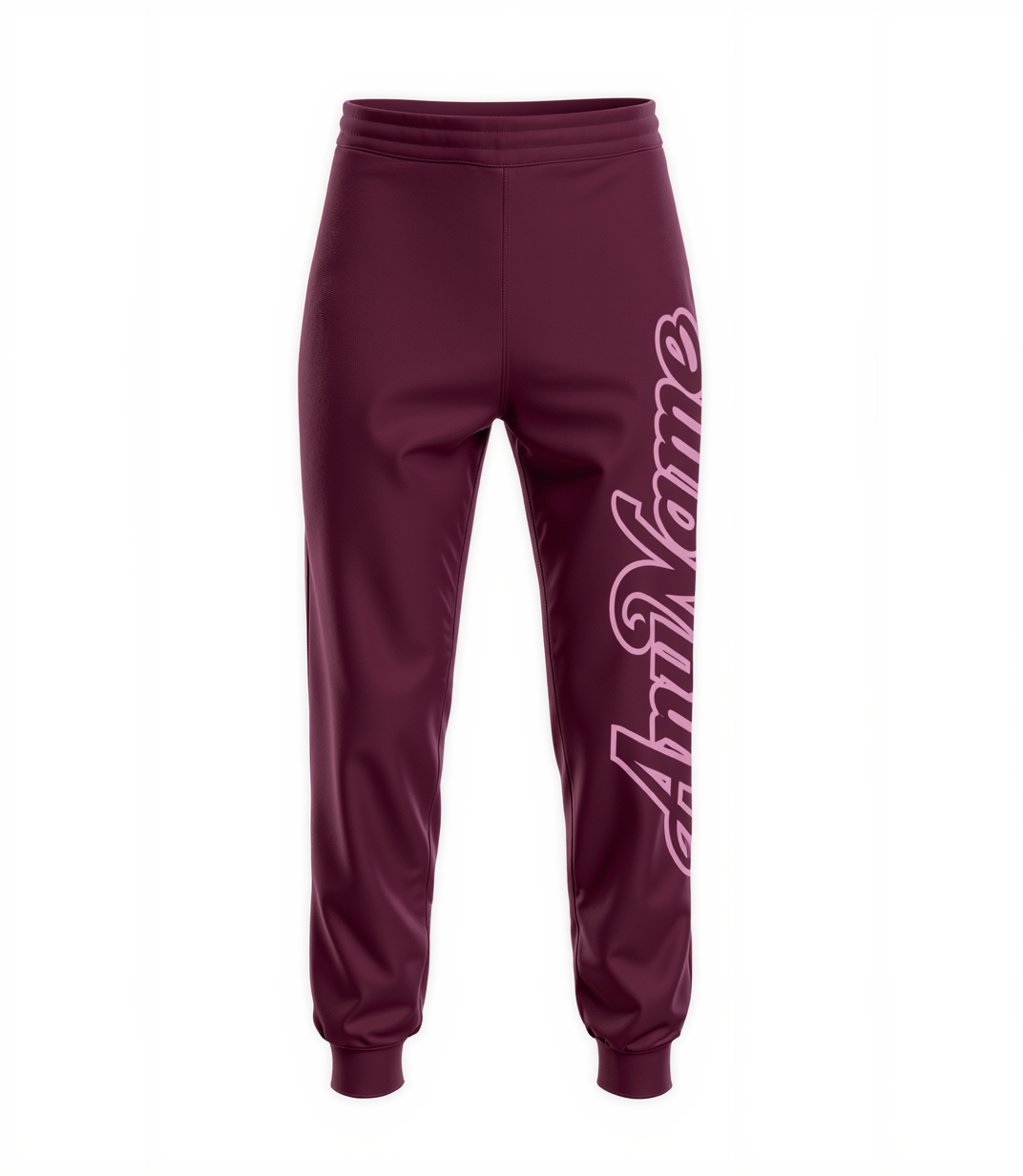 Custom Burgundy & Pink Fleece Jogger Sweatpants