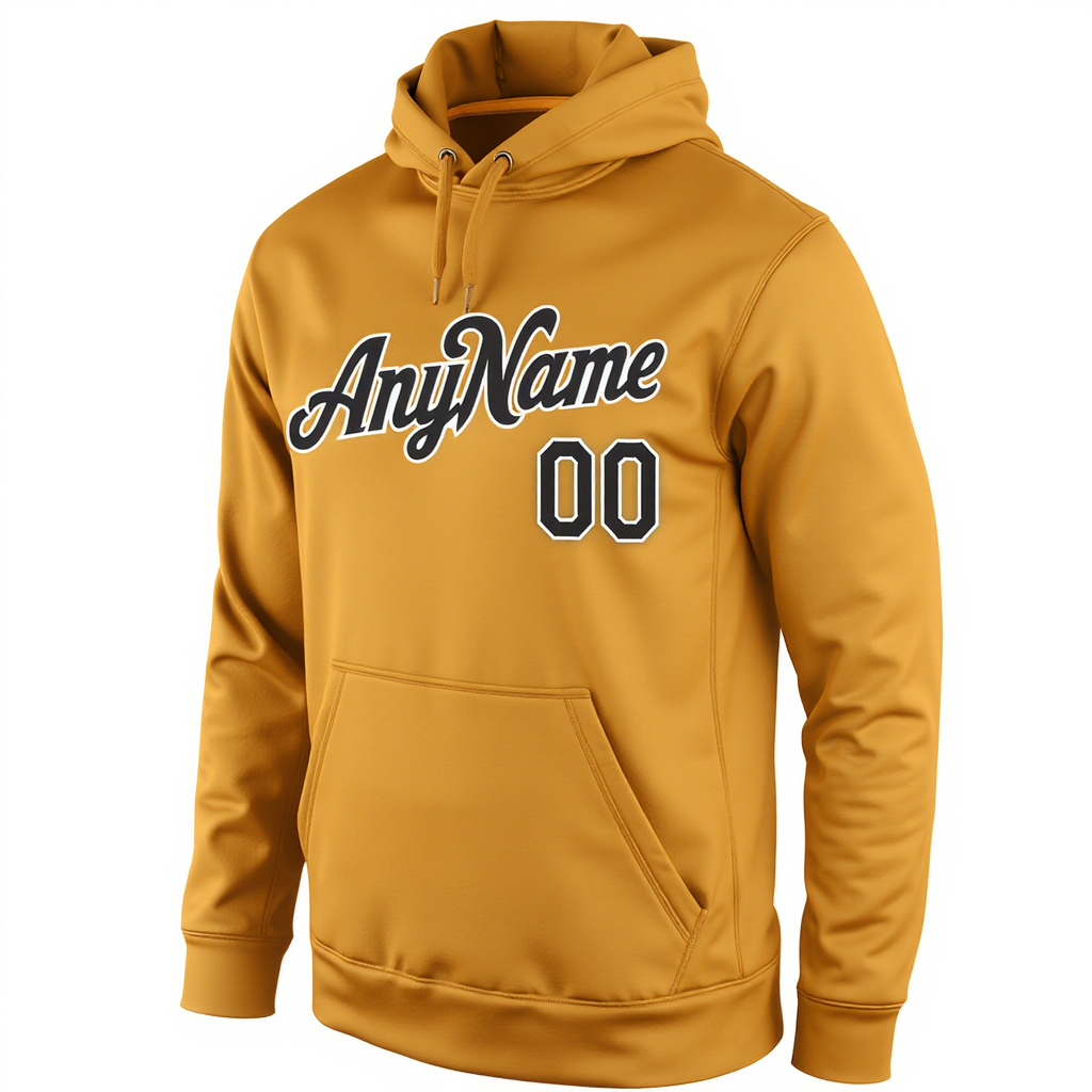Custom Yellow & Black/White Pullover Sports Sweatshirt Hoodie