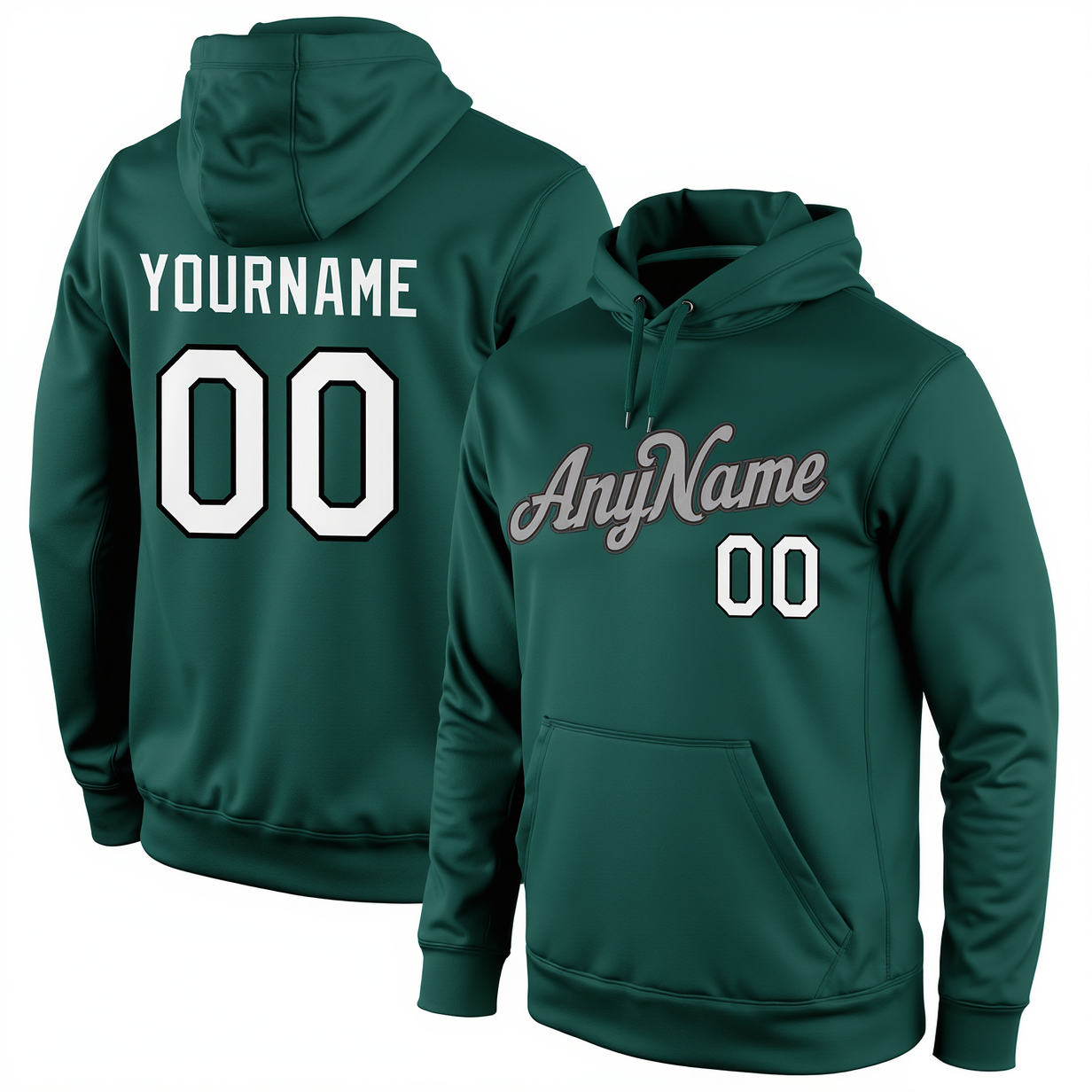 Custom Midnight Green & Grey/Black Pullover Sports Sweatshirt Hoodie