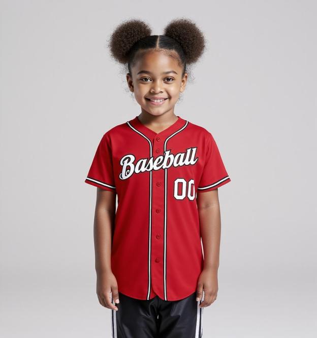 Custom Red & White/Black Baseball Jersey