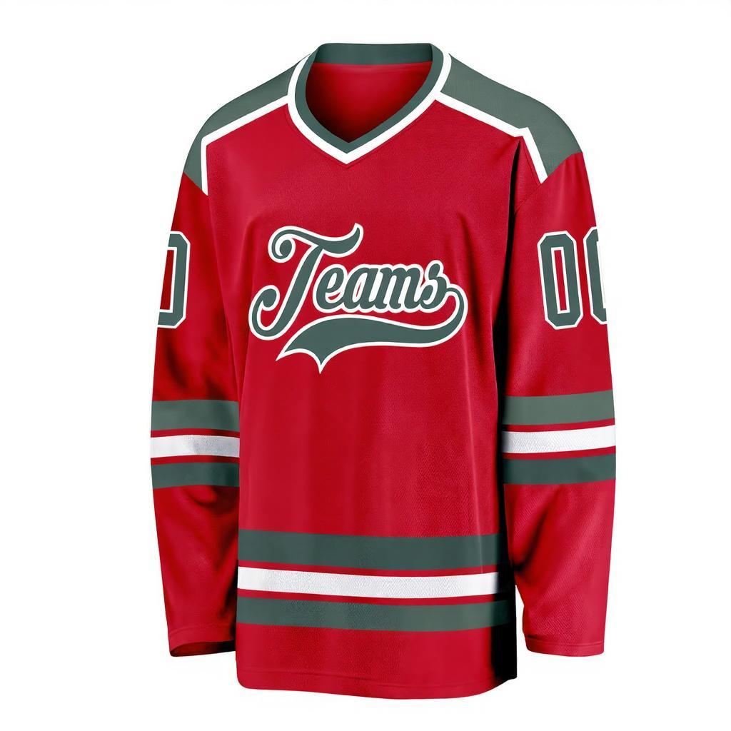 Custom Red & Grey/White Hockey Jersey