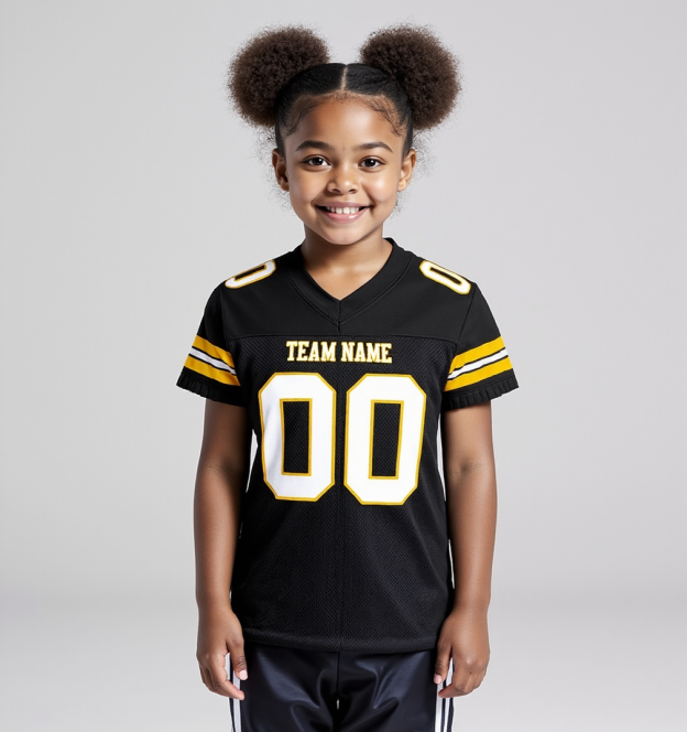 Custom Black & White/Yellow Football Jersey