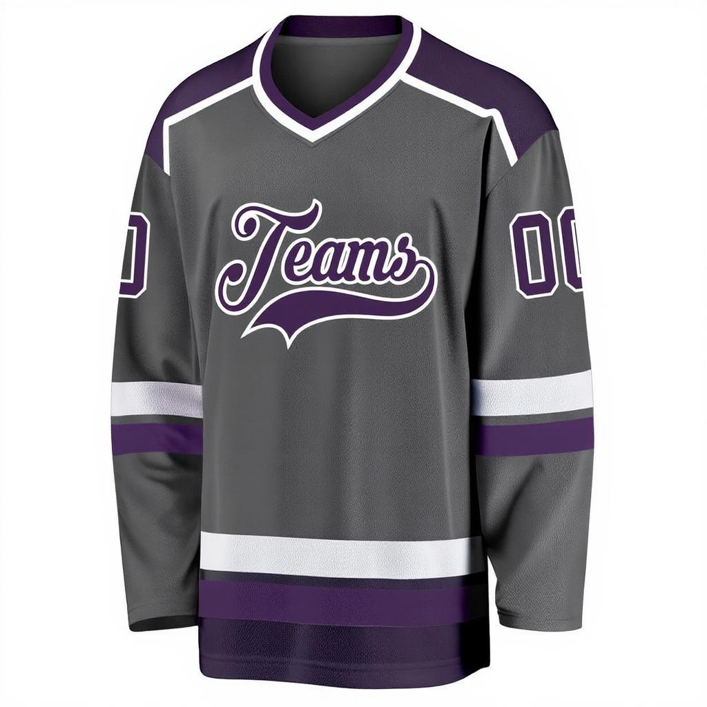 Custom Grey & Purple/White Hockey Jersey